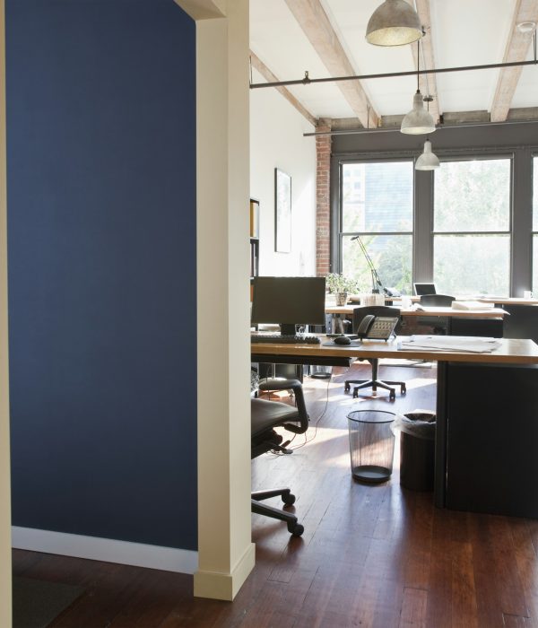 Desk in warehouse office.